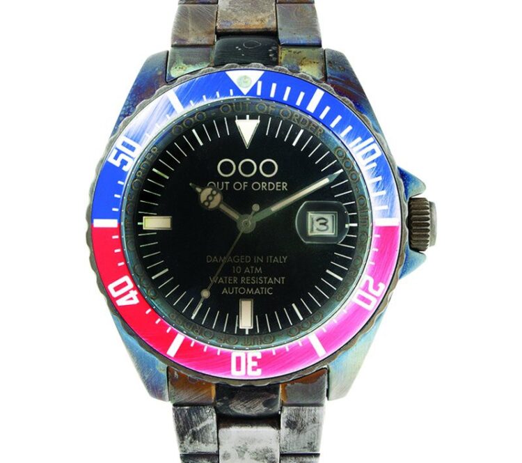 wrist watch automatico red blue o44 mm