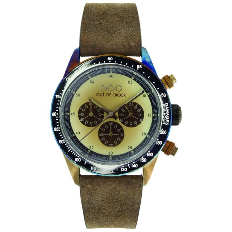 wrist watch cronografo palude cream 42mm