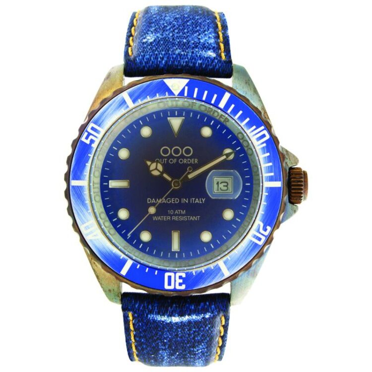 wrist watch quartz dark blue jeans 44mm