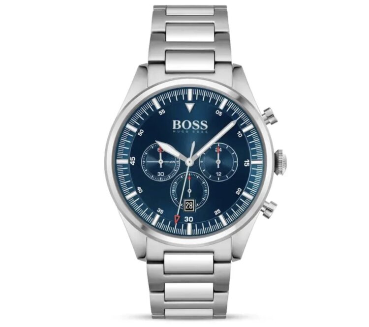 Hugo Boss Pioneer 1513867 Men’s Chronograph Watch – Silver Steel & Blue Dial