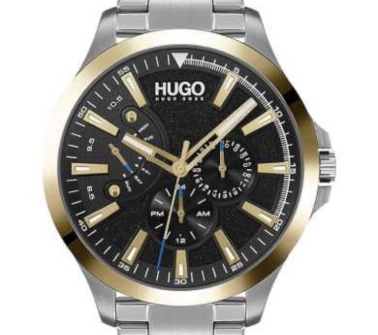 Boss 1530174 Men’s Watch – Black Dial with Yellow Gold Bezel