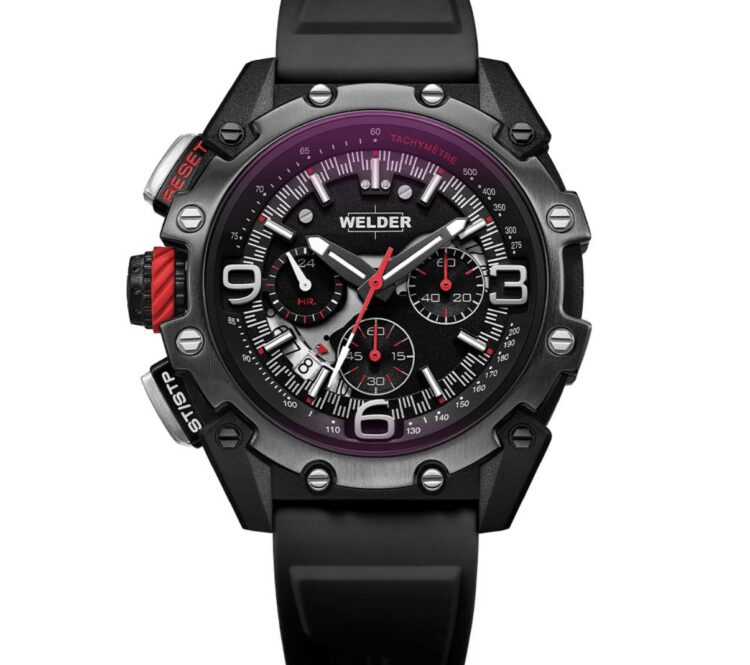 Welder WWRR1004 Men’s Chronograph Watch with Black Silicone Strap