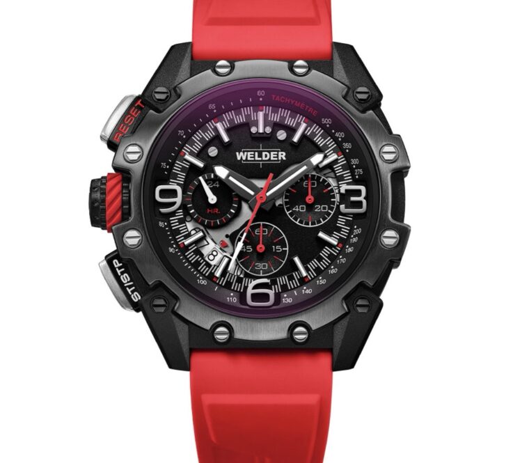 Welder WWRR1005 Men’s Chronograph Watch with Red Silicone Strap