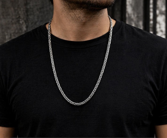 Silvetron Men’s Byzantine Chain in Solid Sterling Silver 925 bracelet